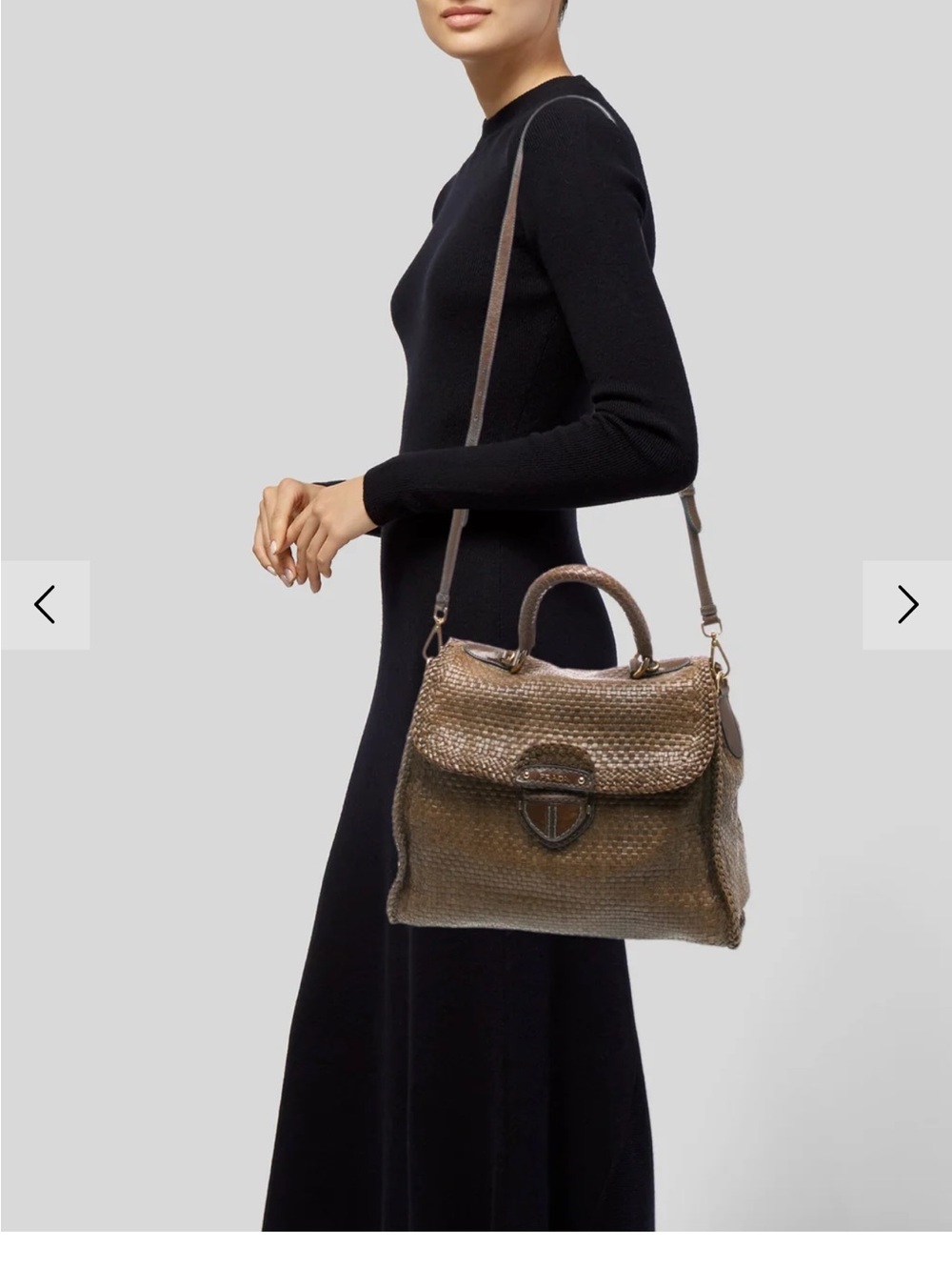 Prada Woven Leather Satchel in Warm Brown with Top Handle - Picture 5 of 5